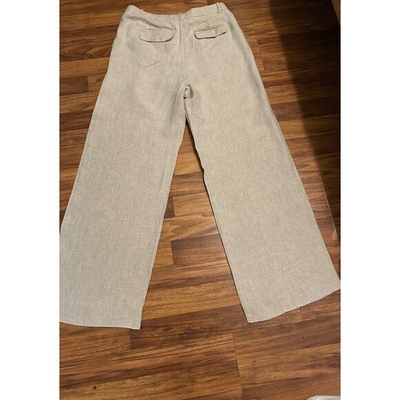 J.Crew Essential Wide Leg 100% LINEN Pants Womens 6 Beige High Rise Trousers Wor - Picture 11 of 12
